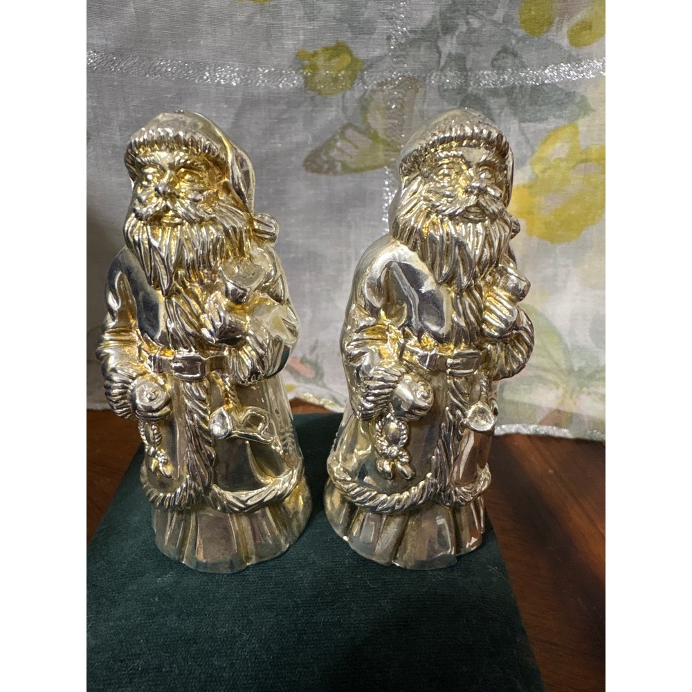 Silver Treasures By Godinger Santa Claus Salt & Pepper Set W/Original Box
